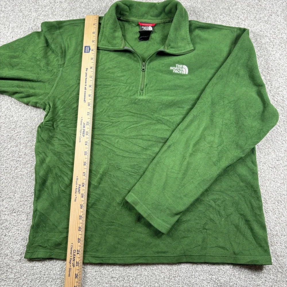 The North Face Fleece Pullover Mens Medium Green TKA 100 Quarter Zip Jacket